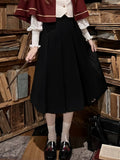 75 cm Länge Schwarz / High Waist Kellerfaltenrock 65