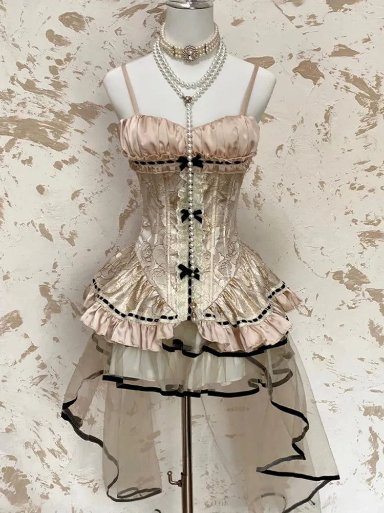 Beige 62-76CM High-low for Size Waist Clearance-Free Skirt