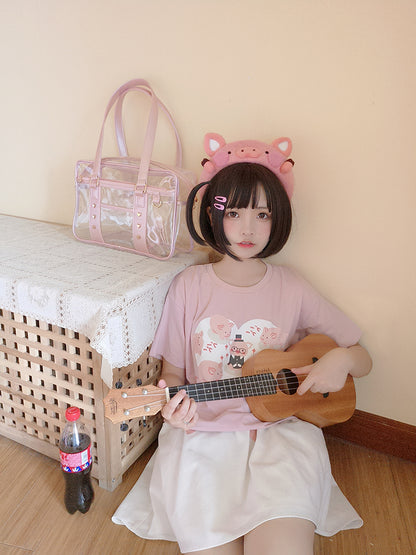 ピンク/ブラック シアー イタ トートバッグ