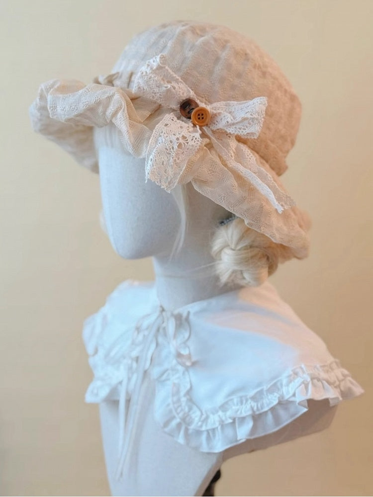 Bow Spring and Buttons Summer Decorated Lace for Hat Handmade