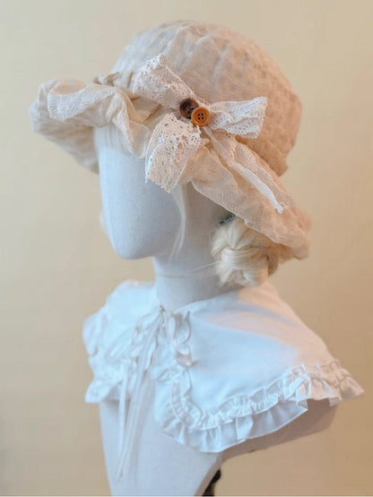 Bow Spring and Buttons Summer Decorated Lace for Hat Handmade