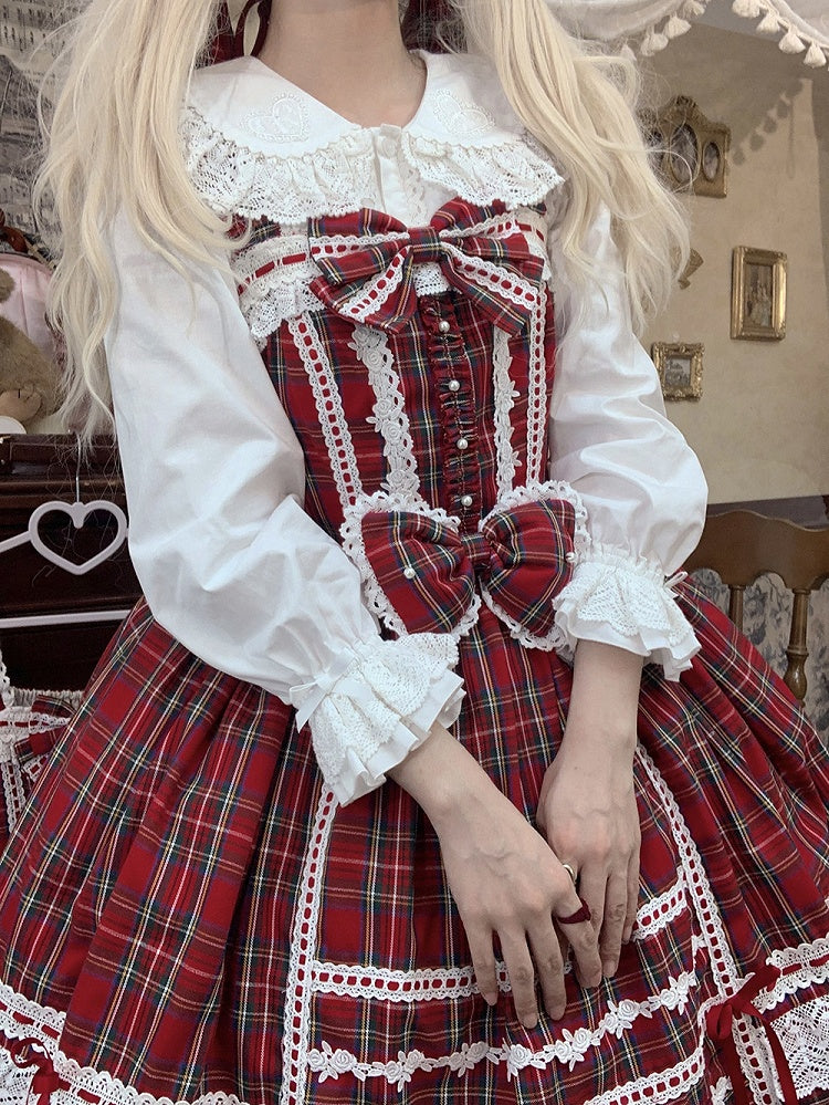 Sleeves with Lace Bunny Ears Blouse White Ruffled Long