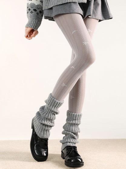 Bow Print Diamond 5 Vertical Colors Tights Pattern and
