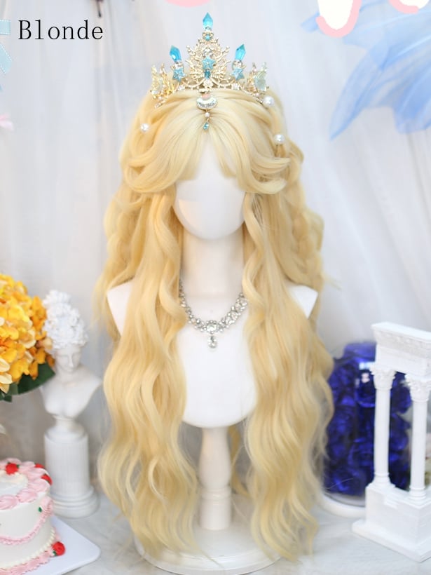 With Wavy Wig Curtain Bangs 70-75CM Blonde/Brown/Light Blonde
