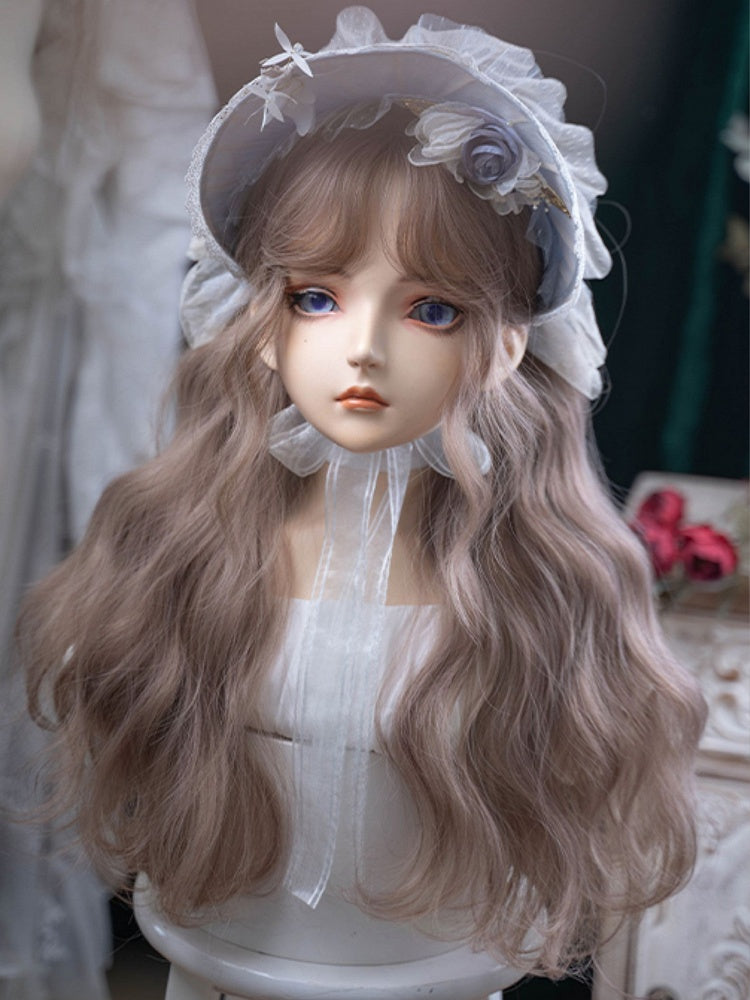 Mit Perückenpony, 72 cm Länge, gewellter Champagner-Vorhang