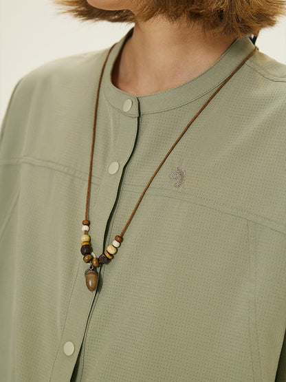 Front Green Button T-shirt Placket