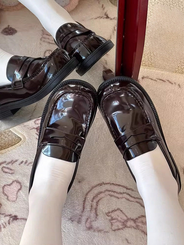 Loafers Heel Fashion Slip-in - JK with 2.5cm Academic Dark Brown