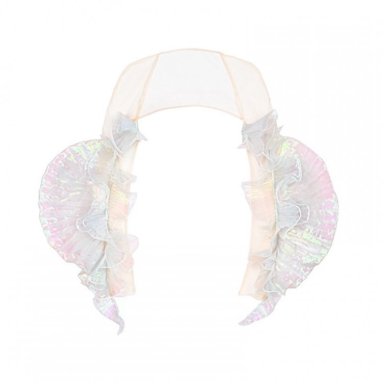 Kaskadierendes, hautfarbenes, transparentes Bolero-Design mit flossenförmiger Rüsche aus Tüll