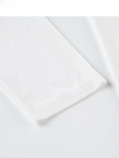 レターとビタースイートプリントのホワイトヘアネックラインアシンメトリー