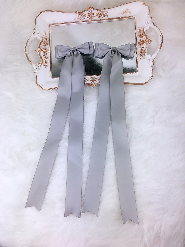 Waist Brooches (Pair) Satin Elegant Bow Gray