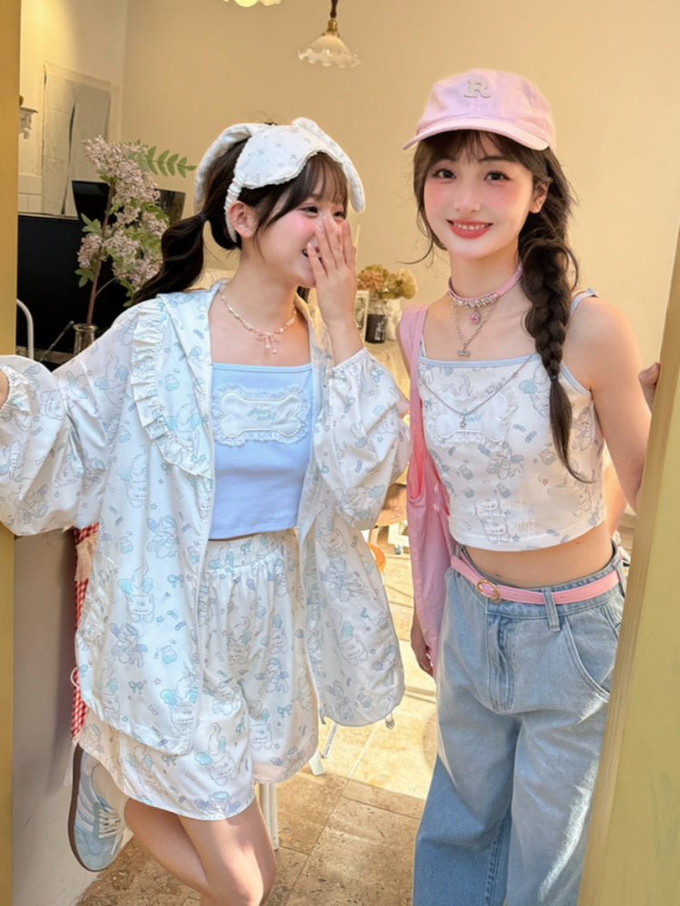 Süßes blau/weißes Cami-Top