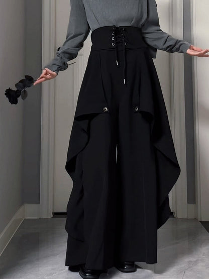 One-piece High Corset Waist with Design Ouji Black Lolita Skort