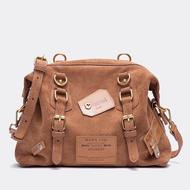 Belt Accents Vintage Brown 2-Way Backpack With