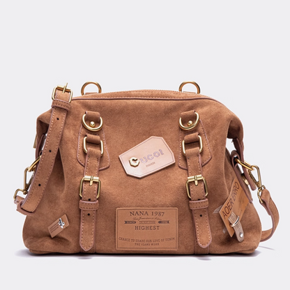 Belt Accents Vintage Brown 2-Way Backpack With