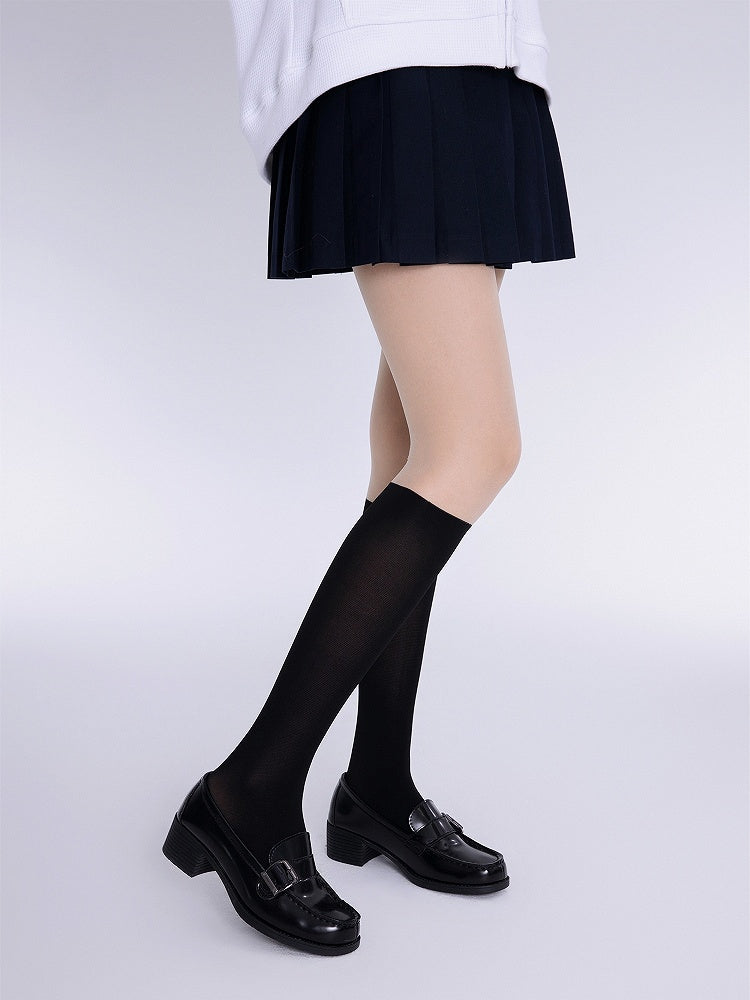 Calf Paneled Tights Two-Piece Sock-Style Fake Black