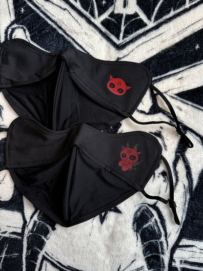 Devil Sun Mask Black Gothic Protection With Red Print