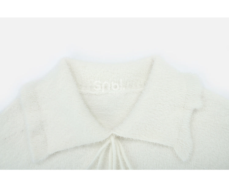 Weißer Pullover mit Pompons-Dekor