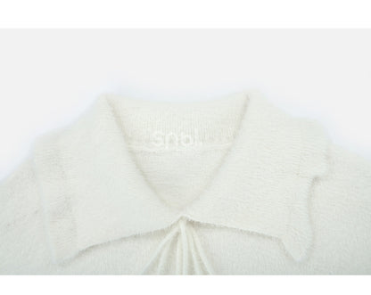 Weißer Pullover mit Pompons-Dekor