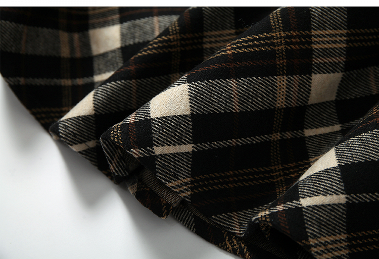 Black and Brown Plaid Ankle Length Skirt