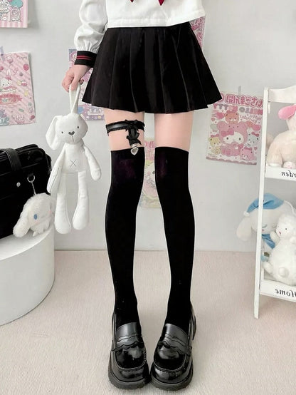 Thigh Thigh-High 2 Garter Black with Color Stockings -