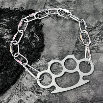 Halskette mit Pfotenwelpen-Design, silber/schwarz