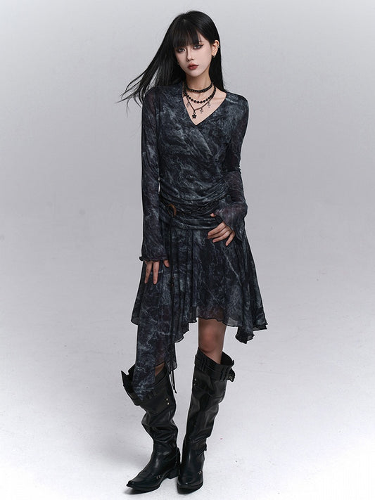 Hem for Handkerchief Fall Black A-Line Knee-Length Dress