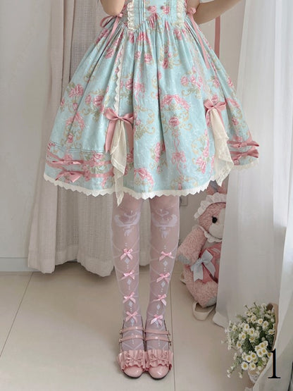 With Black/White/Pink/Blue/Red Lolita Bowknot Options Details Overknee Sweet White/Black Stockings 11