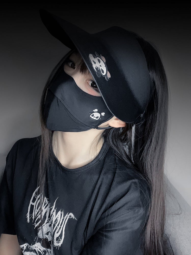 Reaper Gothic Protection Grim Black Sun White Print and With Mask