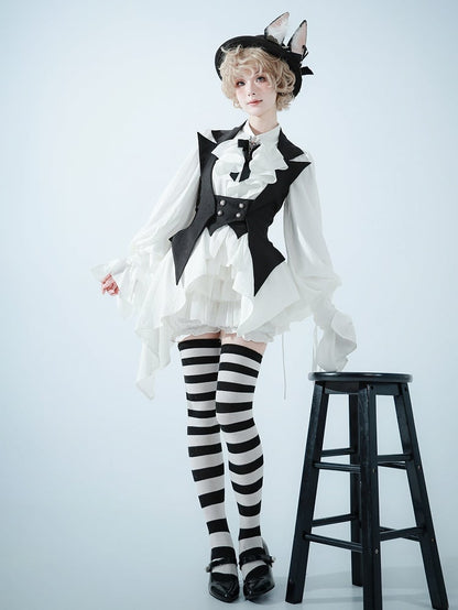 ブラックゴシック王子ロリータホルターネックブレザーカラーウエストコートBE003