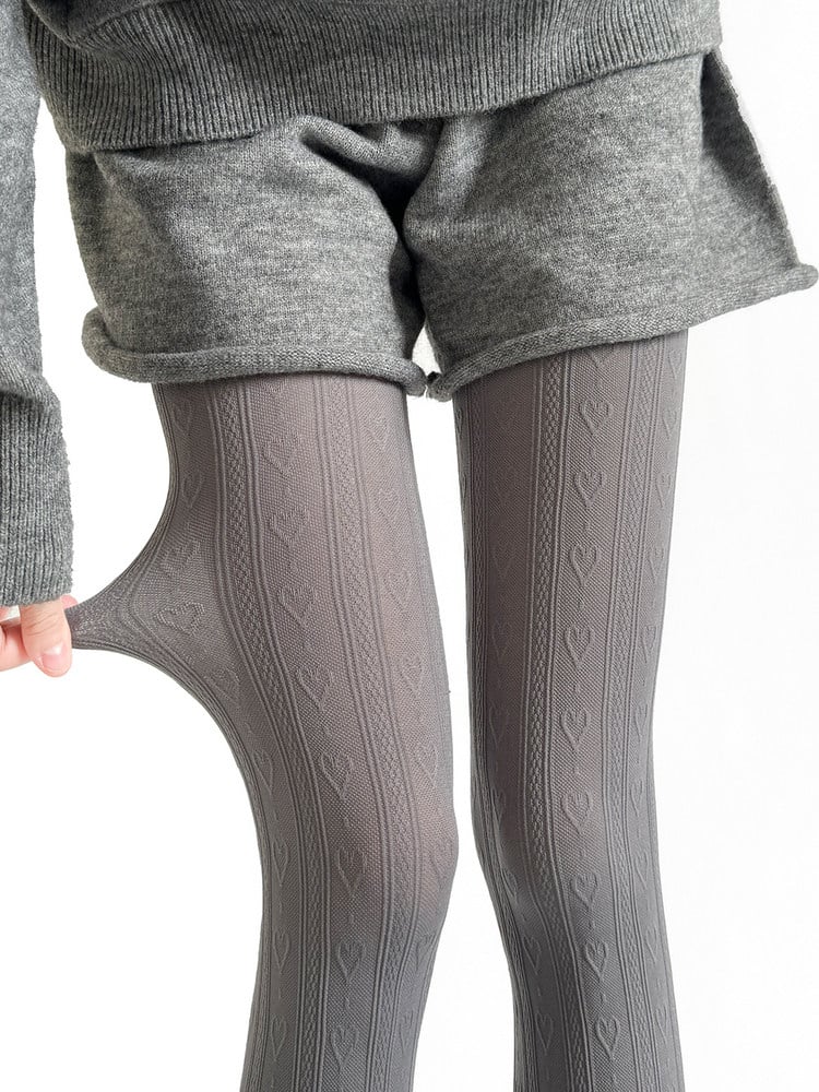 Tights (4 Colors: White Pattern Textured Heart