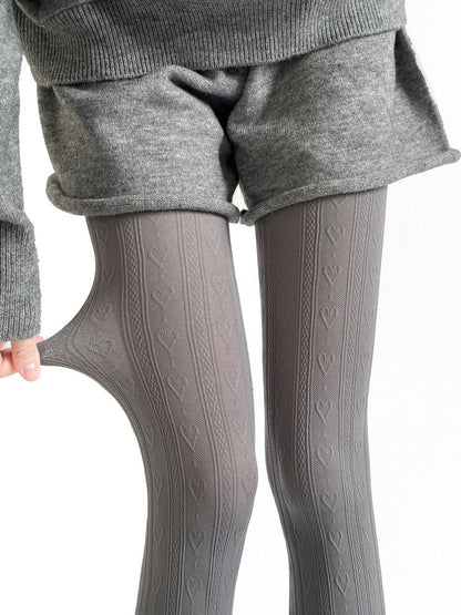 Tights (4 Colors: White Pattern Textured Heart