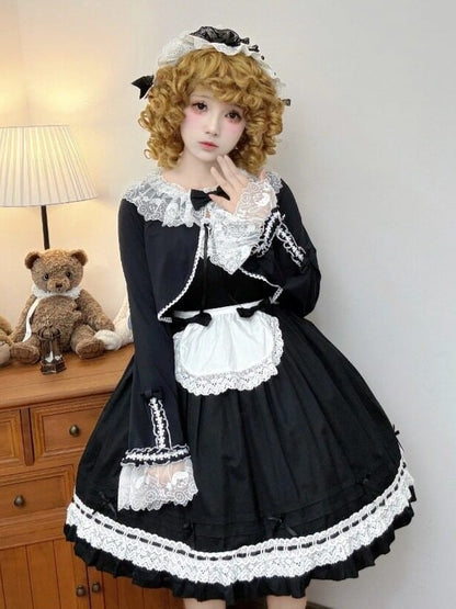 Long-Sleeve Lolita Top in 8 Colors with Lace Trim - Star Fantasy