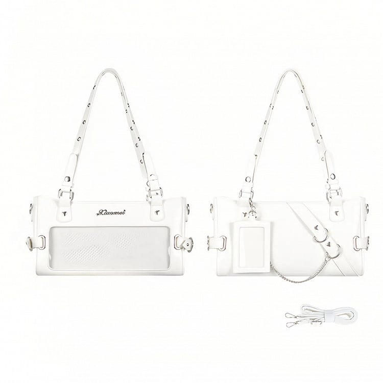 White Ita Transparent-Window Versatile Leather Bag PU