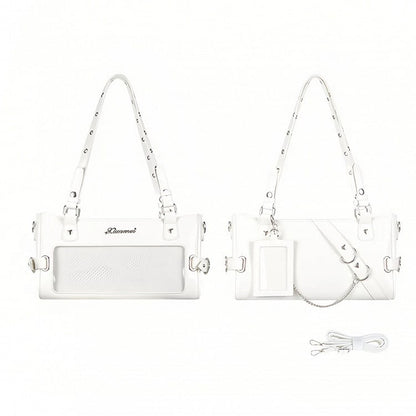 White Ita Transparent-Window Versatile Leather Bag PU