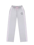 Elastic Waistband Kawaii with Grey Pants Embroidery Cat