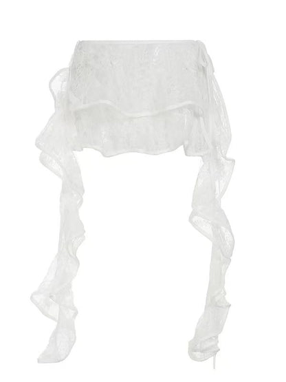 非対称ディテール レースアクセサリー ホワイトヘム 花柄