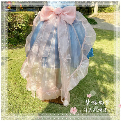 Lolita Bow Train Skirt Tail – Rose Gradient Detachable Back Veil