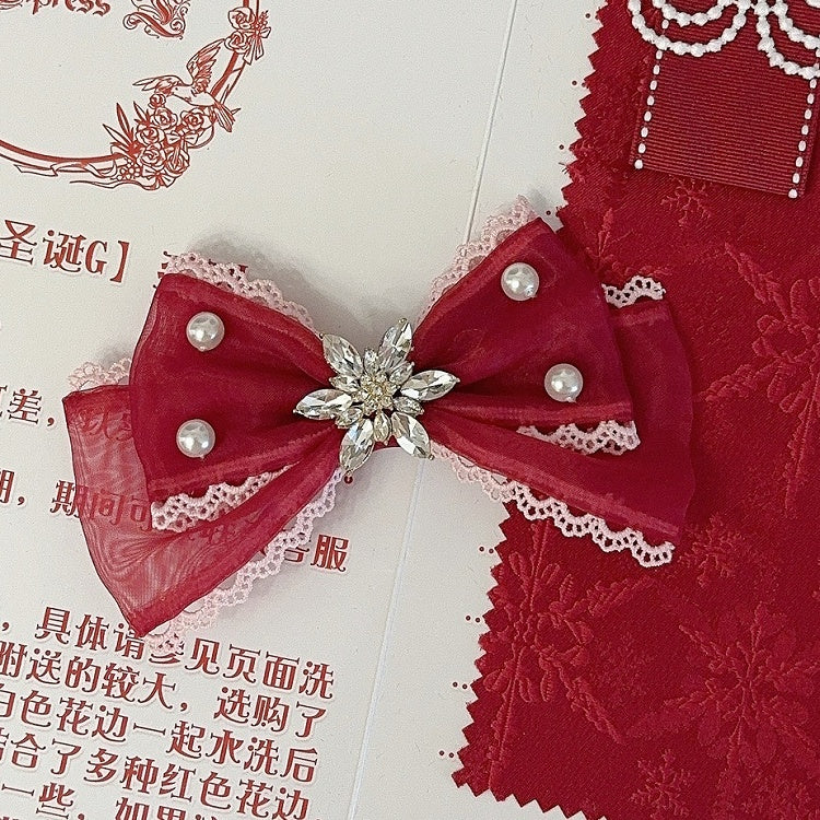 Color Decorated Options Hairclip Beaded And Rhinestone Bowknot 5