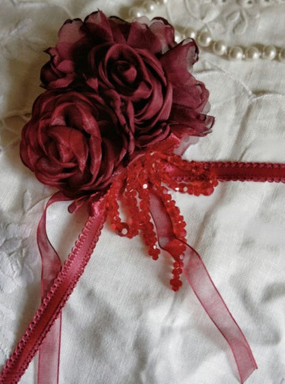 Large Flower Bead Chain Lolita Brooch 6 Colors - Moon River