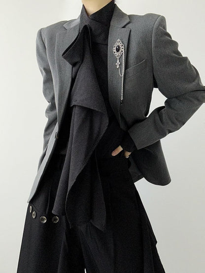 with Gray Ouji Shoulder Back Lolita Slit Blazer Pads Unisex