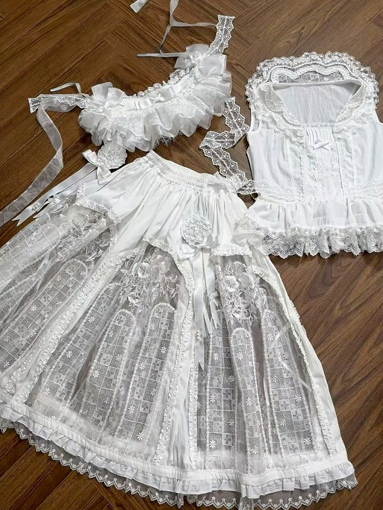 Ivory Lace-Trim Elegant Blouse (Two Styles) - Sleepless Unanswered