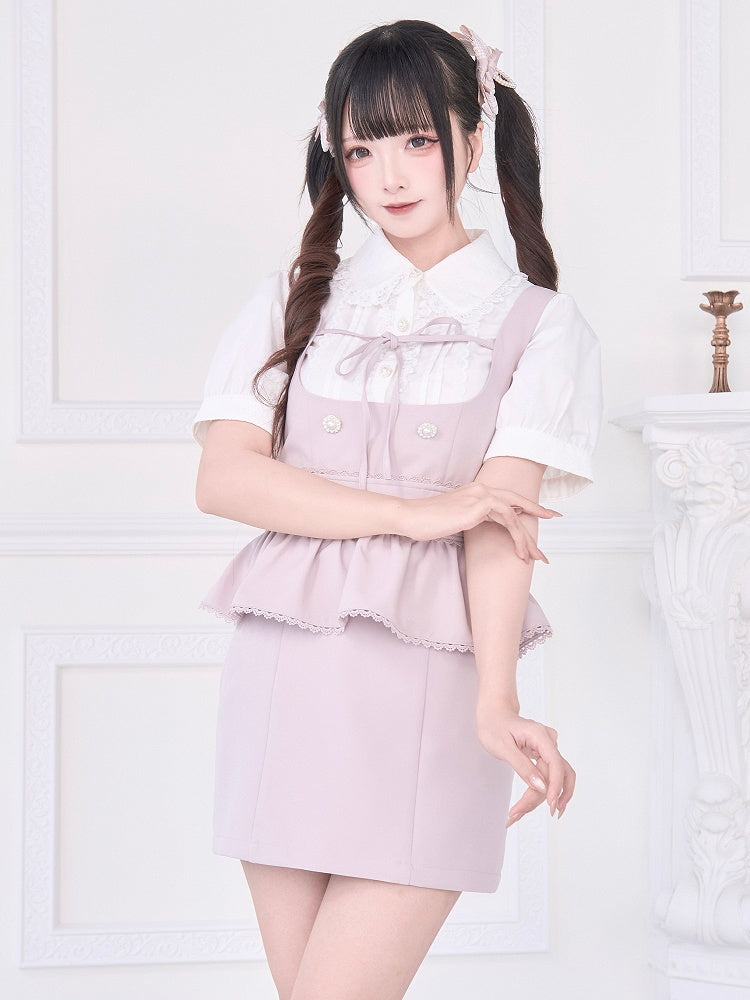 Ärmel mit Besatz Weiß und Kei Abnehmbare Bluse Brosche Jirai Kurze Spitzenschleife