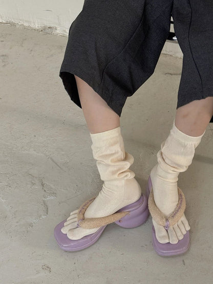 Calf-Length Socks Slouchy Toe-Separated