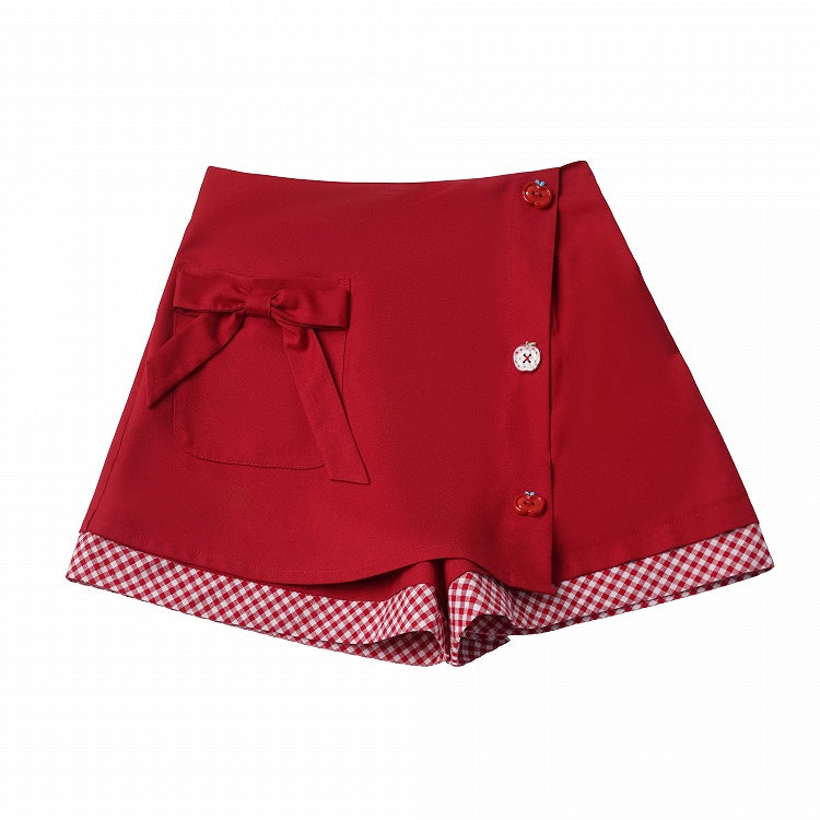 Red Gingham Asymmetric Skort - PINK SAVIOR