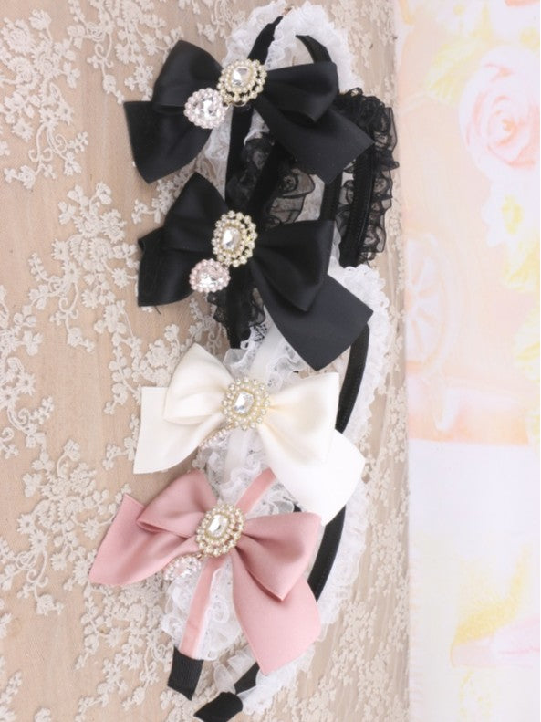4 options KC Nœud papillon en dentelle Kei Couleur Strass Jirai