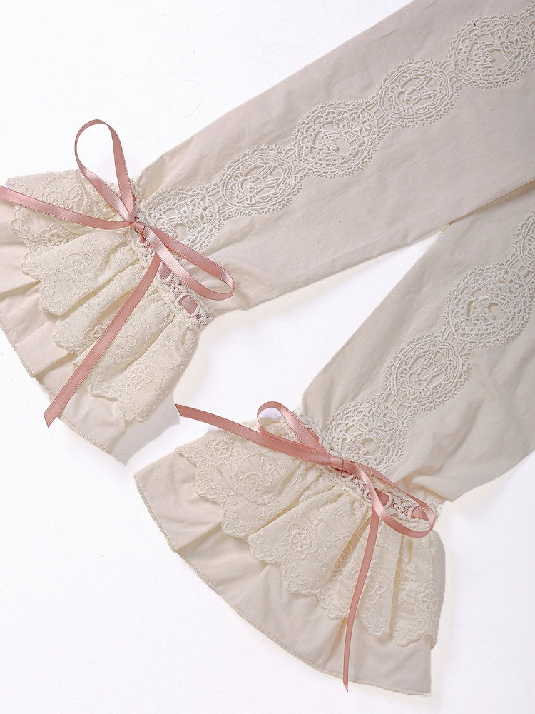 Beige Peter Pan Collar Blouse with Bow & Detachable Sleeves, Sweet Lolita - Alice Girl