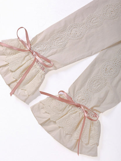 Beige Peter Pan Collar Blouse with Bow & Detachable Sleeves, Sweet Lolita - Alice Girl
