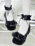 Mary Black Top Janes: Kei Landmine Jirai Bow PU with Style