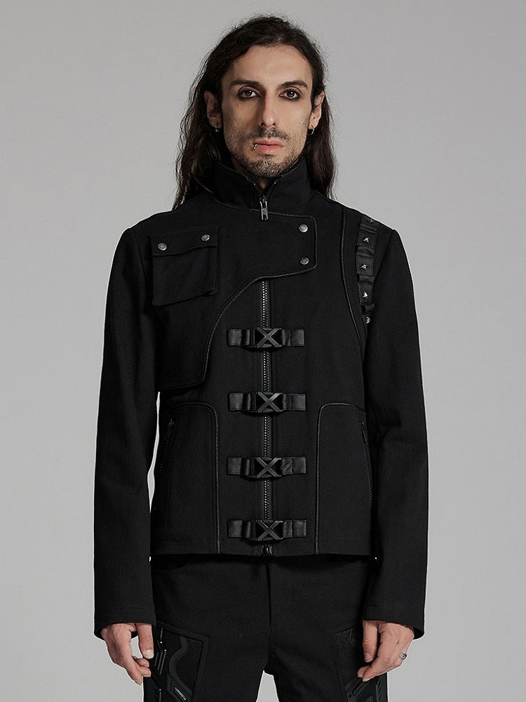 Black Men's Cyberpunk Deconstruction Jacket