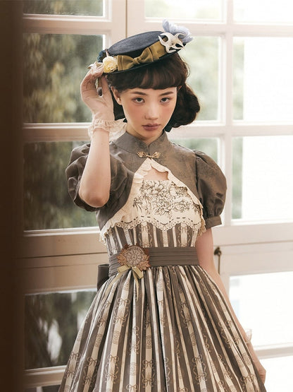 Brooch Embroidered Clock